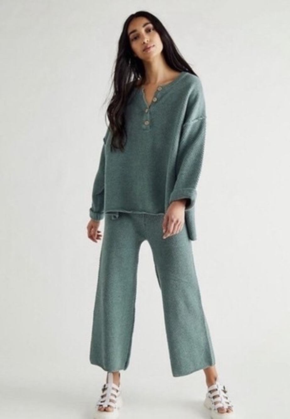 Free People Beach Womens Medium Hailee Sweater Set Loungewear Knit Outfit